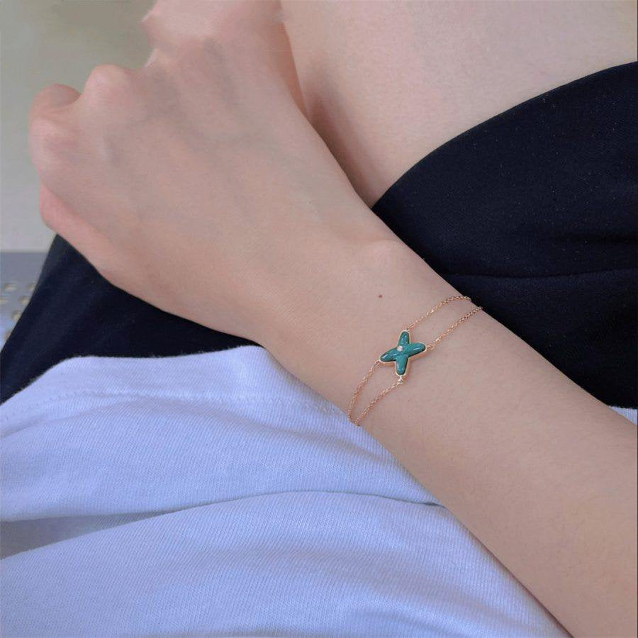 [OAKJURI Jewelry]JEUX BRACELET MALACHITE PINK GOLD 1 DIAMOND