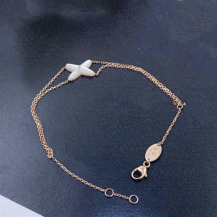 [OAKJURI Jewelry]JEUX BRACELET WHITE MOP PINK GOLD 1 DIAMOND