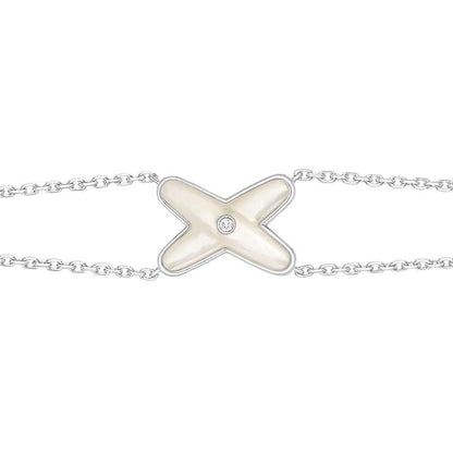 [OAKJURI Jewelry]JEUX BRACELET WHITE MOP SILVER 1 DIAMOND