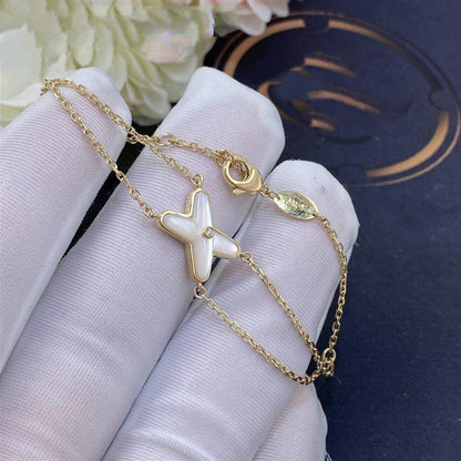 [OAKJURI Jewelry]JEUX BRACELET WHITE MOP GOLD 1 DIAMOND