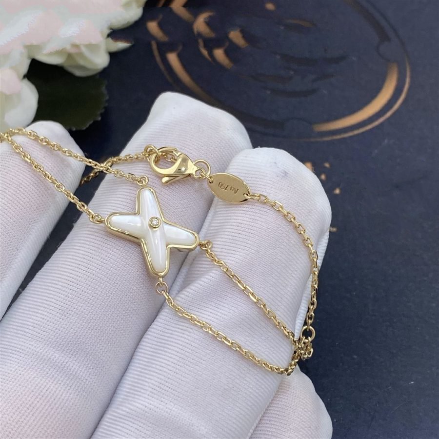 [OAKJURI Jewelry]JEUX BRACELET WHITE MOP GOLD 1 DIAMOND