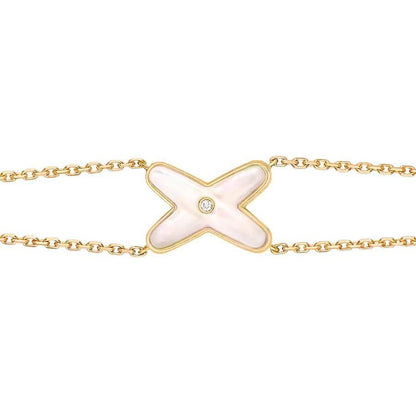 [OAKJURI Jewelry]JEUX BRACELET WHITE MOP GOLD 1 DIAMOND