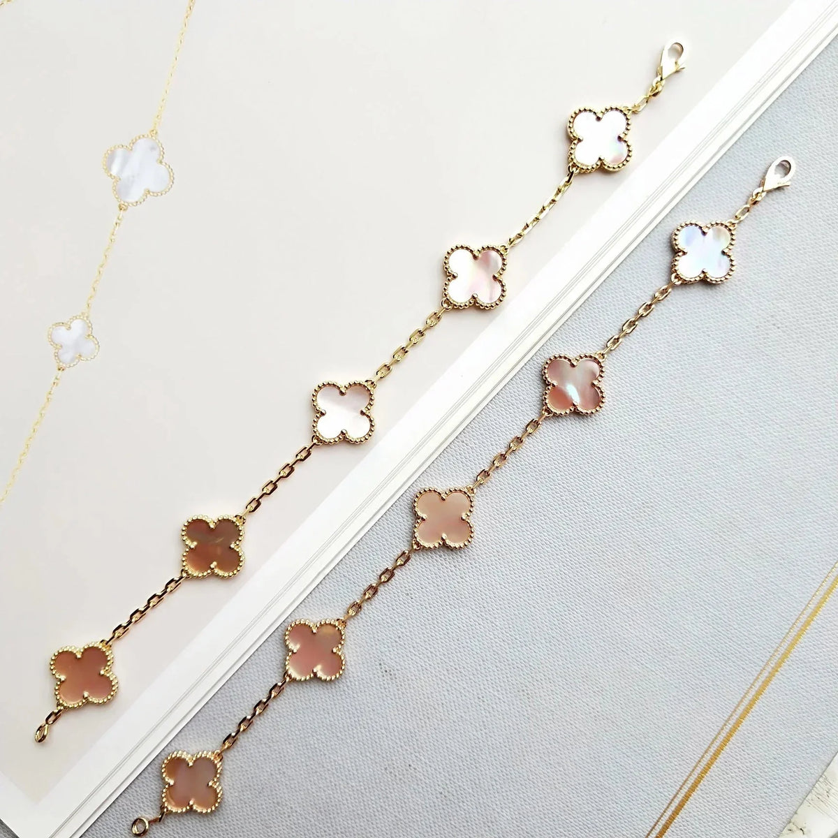[OAKJURI Jewelry] CLOVER 5 MOTIFS  PINK MOP BRACELET COLLECTION