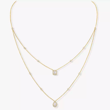 [OAKJURI Jewelry]Diamond Necklace My Twin 2 Rows