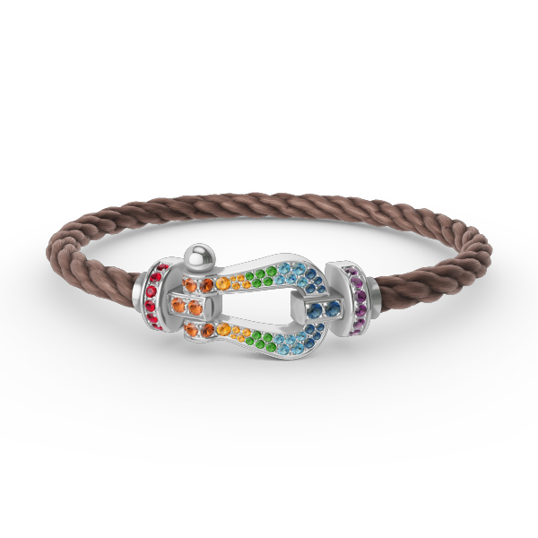 [OAKJURI Jewelry]FORC LARGE HORSESHOE  COLORED DIAMOND BRACELET SILVER
