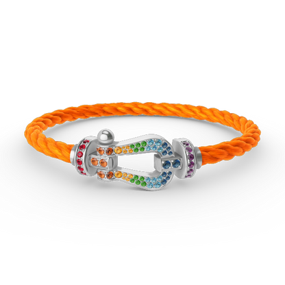 [OAKJURI Jewelry]FORC LARGE HORSESHOE  COLORED DIAMOND BRACELET SILVER