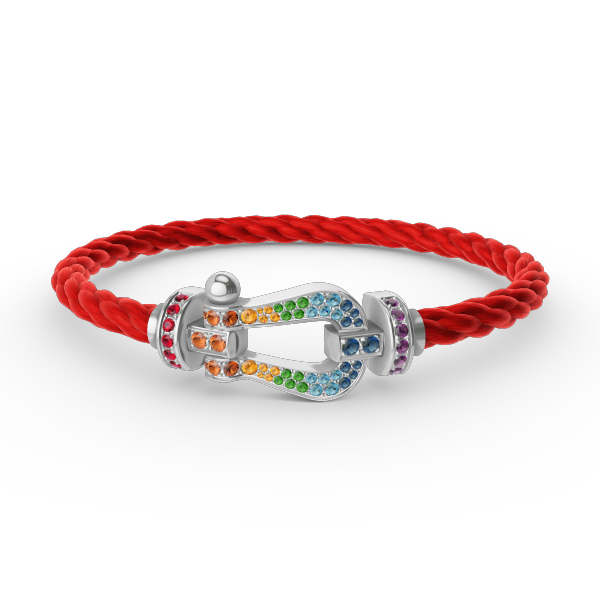 [OAKJURI Jewelry]FORC LARGE HORSESHOE  COLORED DIAMOND BRACELET SILVER