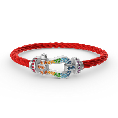 [OAKJURI Jewelry]FORC LARGE HORSESHOE  COLORED DIAMOND BRACELET SILVER