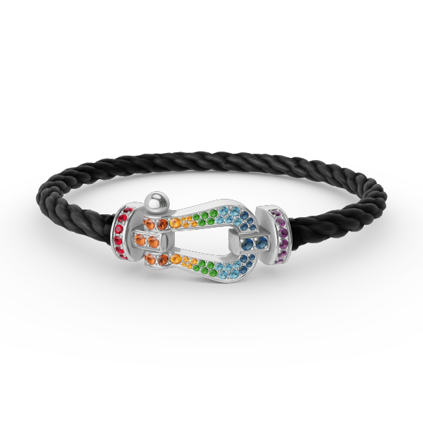 [OAKJURI Jewelry]FORC LARGE HORSESHOE  COLORED DIAMOND BRACELET SILVER