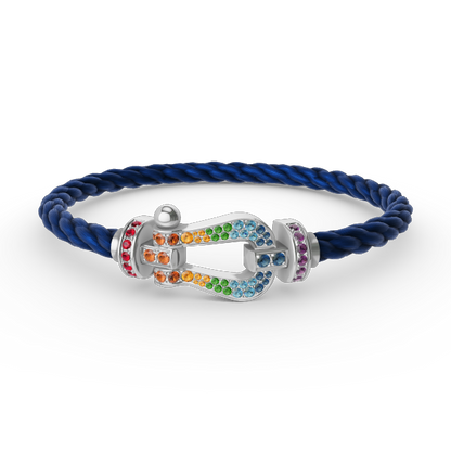 [OAKJURI Jewelry]FORC LARGE HORSESHOE  COLORED DIAMOND BRACELET SILVER