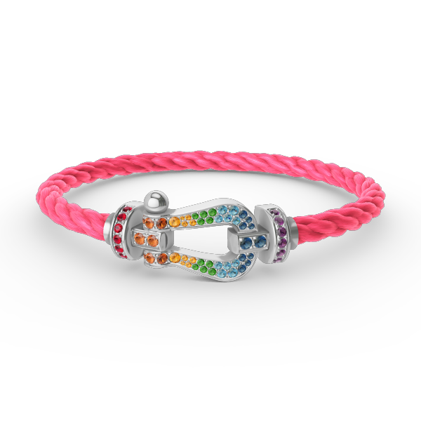 [OAKJURI Jewelry]FORC LARGE HORSESHOE  COLORED DIAMOND BRACELET SILVER
