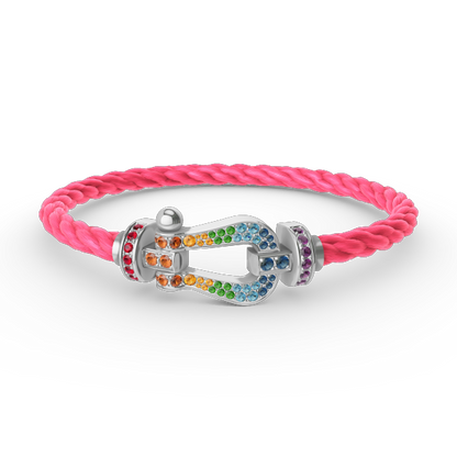 [OAKJURI Jewelry]FORC LARGE HORSESHOE  COLORED DIAMOND BRACELET SILVER