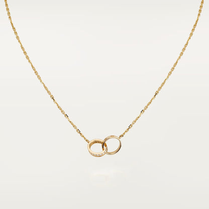 [OAKJURI Jewelry] LOVE DOUBLE RING HALF DIAMOND NECKLACE