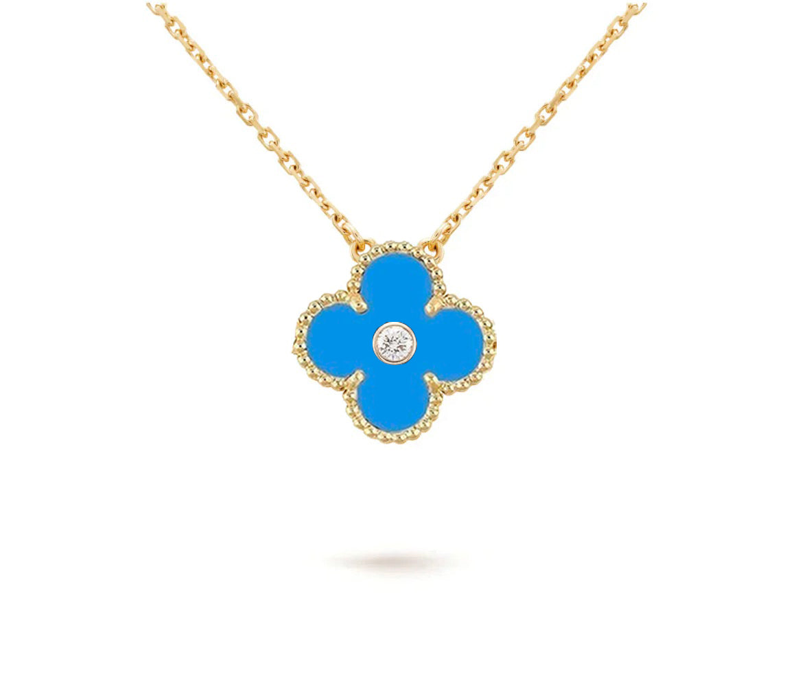 [OAKJURI Jewelry]CLOVER 15MM DIAMOND SINGLE FLOWER NECKLACE COLLECTION