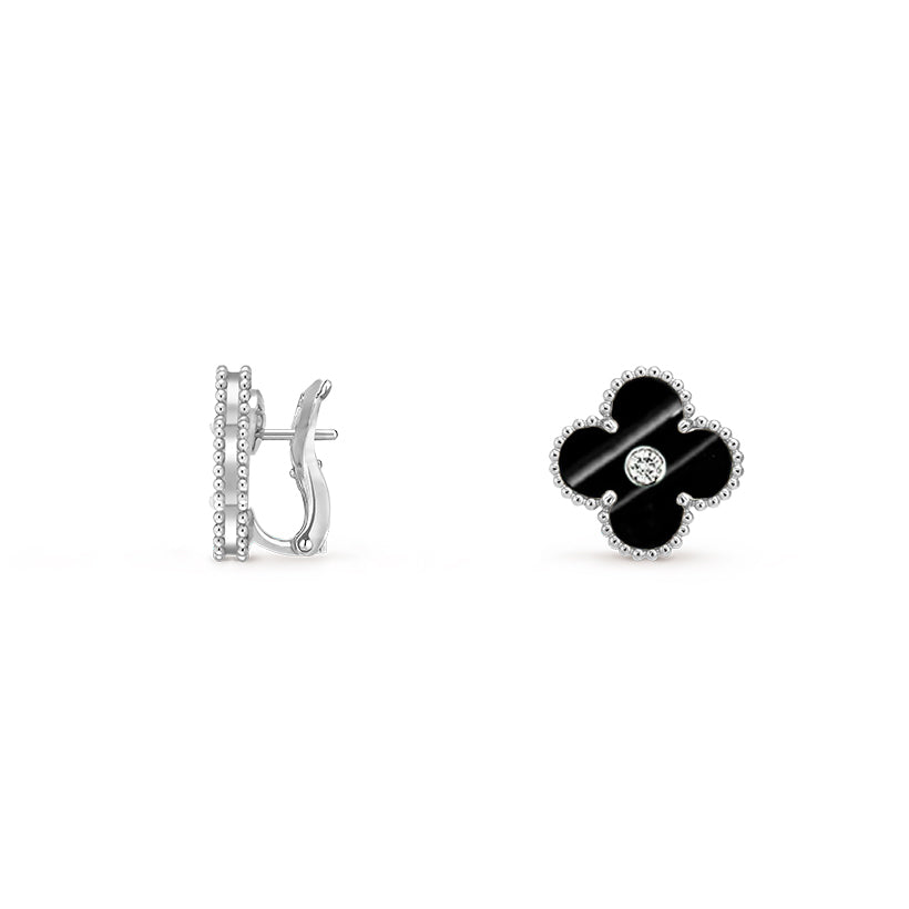 [OAKJURI Jewelry]CLOVER SILVER 15MM MOP DIAMOND EARRINGS COLLECTION