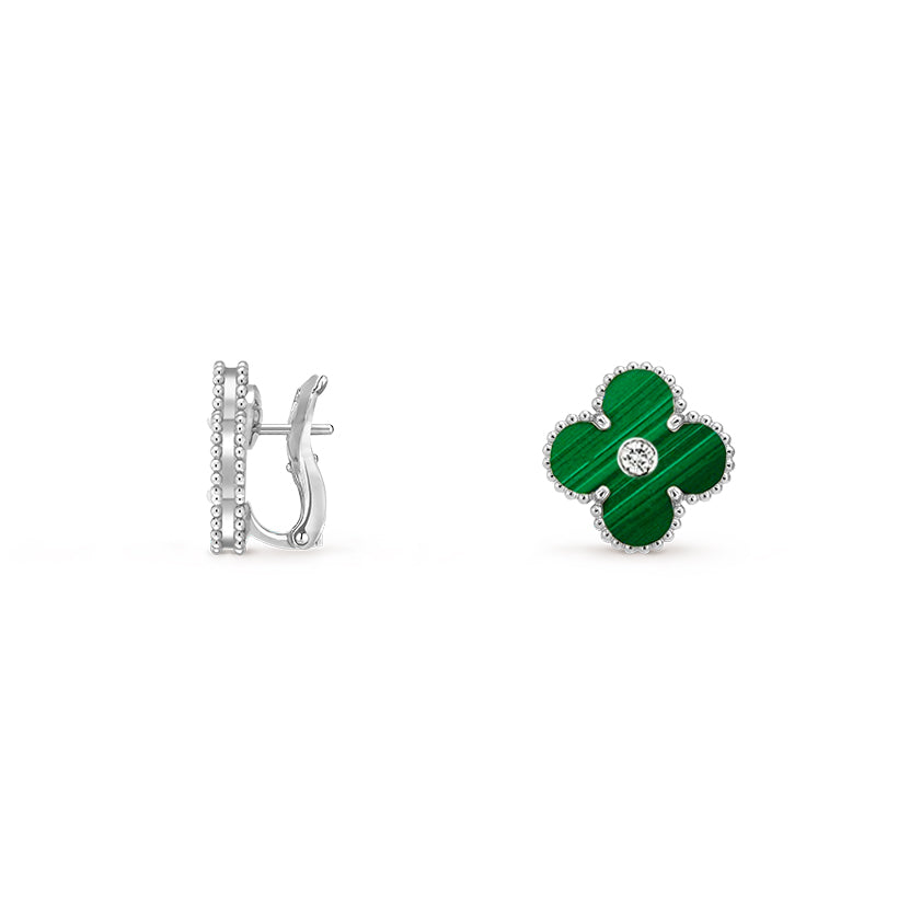 [OAKJURI Jewelry]CLOVER SILVER 15MM MOP DIAMOND EARRINGS COLLECTION