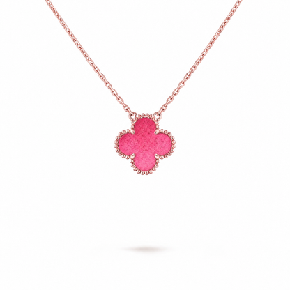 [OAKJURI Jewelry] NEW CLOVER 15MM PINK ENAMEL NECKLACE