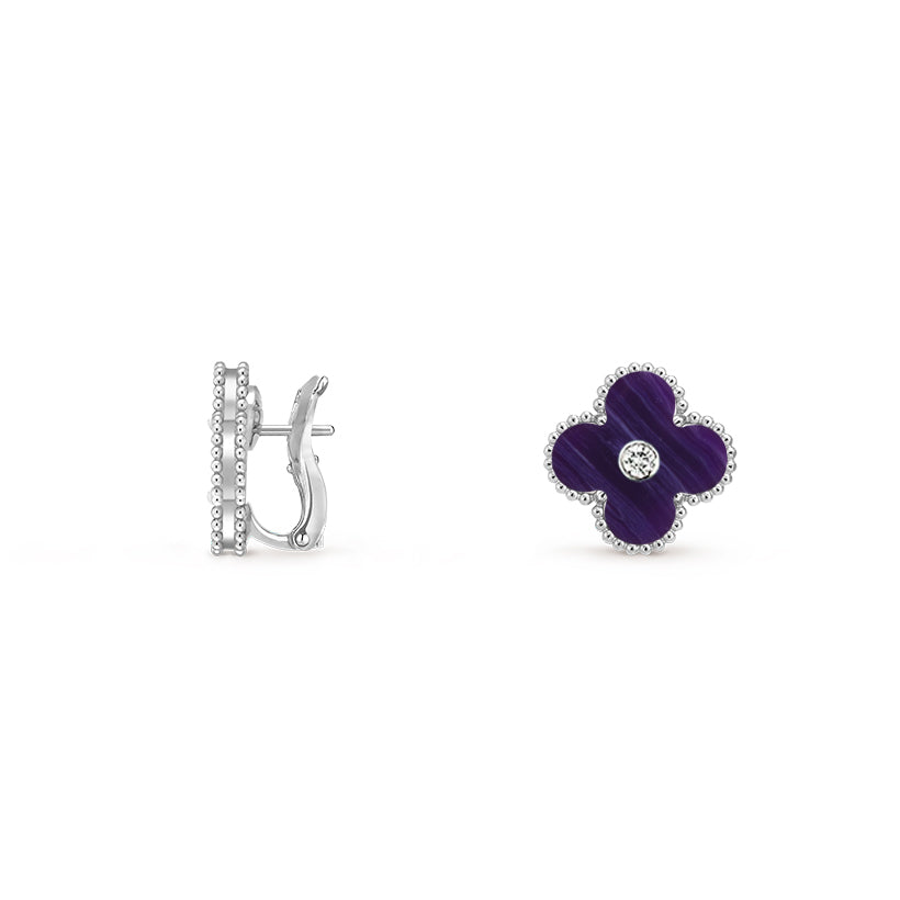 [OAKJURI Jewelry]CLOVER SILVER 15MM MOP DIAMOND EARRINGS COLLECTION