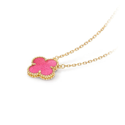 [OAKJURI Jewelry] NEW CLOVER 15MM PINK ENAMEL NECKLACE