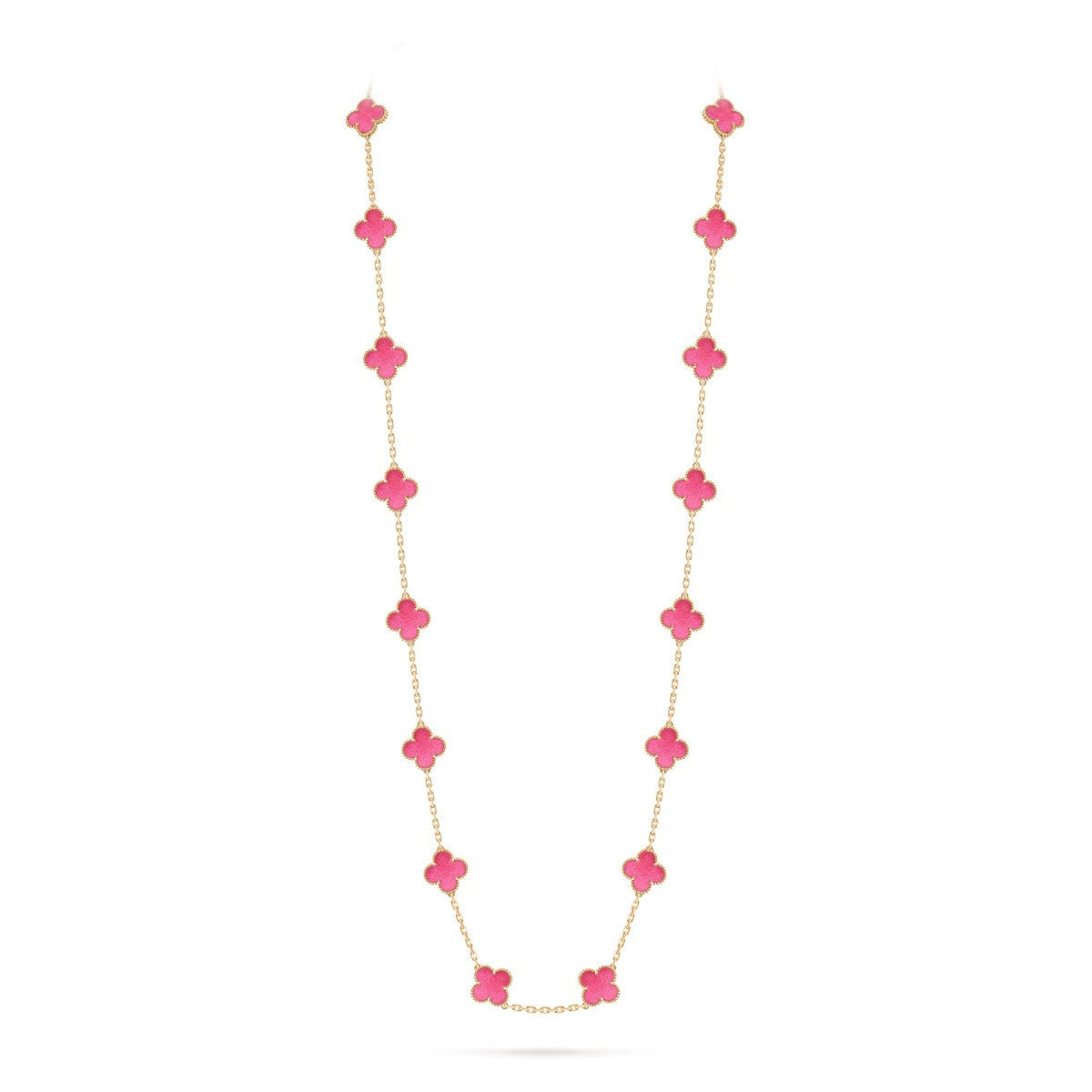 [OAKJURI Jewelry] NEW CLOVER 20 MOTIFS PINK ENAMEL NECKLACE