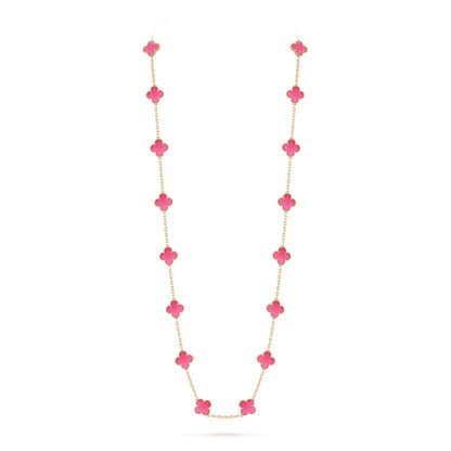 [OAKJURI Jewelry] NEW CLOVER 20 MOTIFS PINK ENAMEL NECKLACE