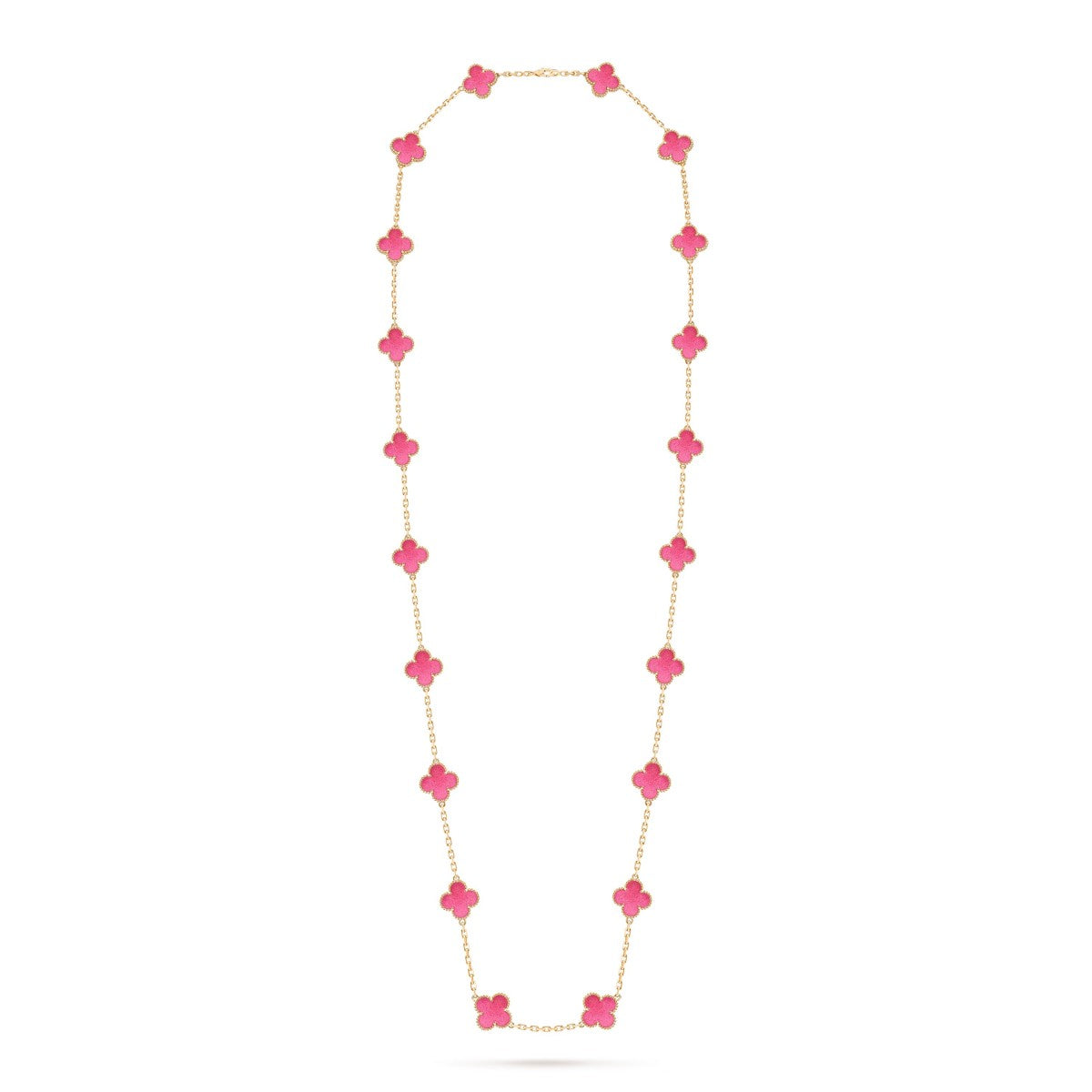 [OAKJURI Jewelry] NEW CLOVER 20 MOTIFS PINK ENAMEL NECKLACE