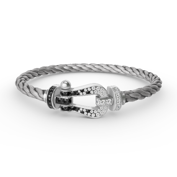 [OAKJURI Jewelry]FORCE LARGE HORSESHOE BLACK WHITE DIAMOND BRACELET SILVER