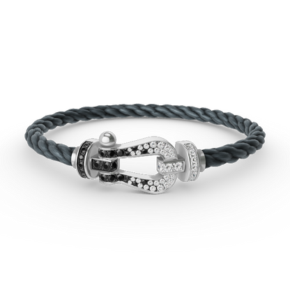 [OAKJURI Jewelry]FORCE LARGE HORSESHOE BLACK WHITE DIAMOND BRACELET SILVER