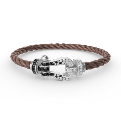 [OAKJURI Jewelry]FORCE LARGE HORSESHOE BLACK WHITE DIAMOND BRACELET SILVER