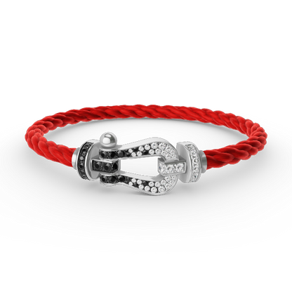 [OAKJURI Jewelry]FORCE LARGE HORSESHOE BLACK WHITE DIAMOND BRACELET SILVER