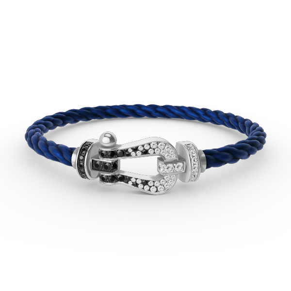 [OAKJURI Jewelry]FORCE LARGE HORSESHOE BLACK WHITE DIAMOND BRACELET SILVER