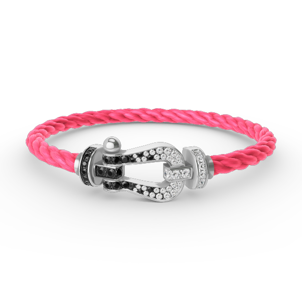 [OAKJURI Jewelry]FORCE LARGE HORSESHOE BLACK WHITE DIAMOND BRACELET SILVER