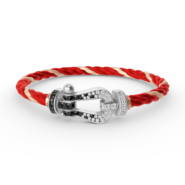 [OAKJURI Jewelry]FORCE LARGE HORSESHOE BLACK WHITE DIAMOND BRACELET SILVER