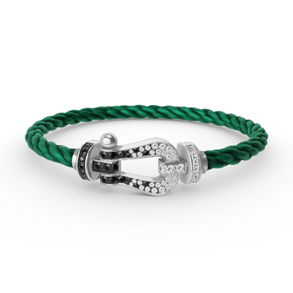 [OAKJURI Jewelry]FORCE LARGE HORSESHOE BLACK WHITE DIAMOND BRACELET SILVER
