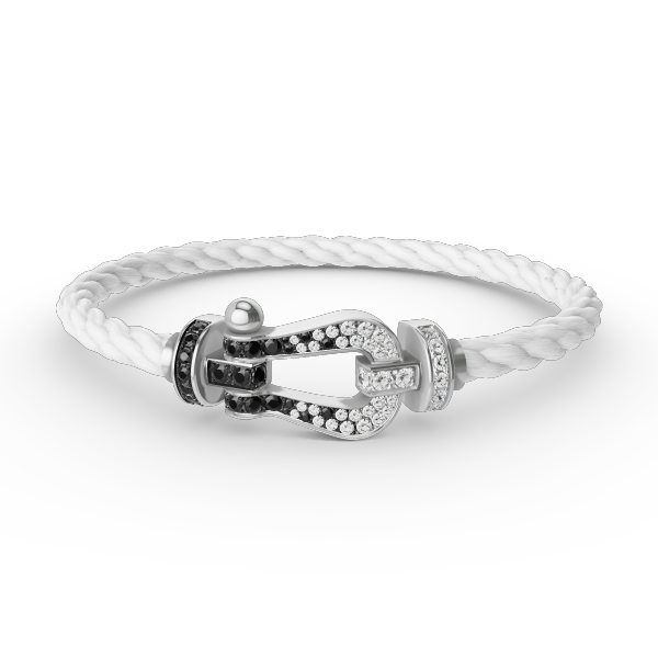 [OAKJURI Jewelry]FORCE LARGE HORSESHOE BLACK WHITE DIAMOND BRACELET SILVER