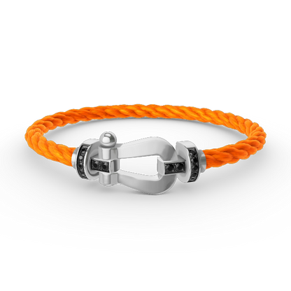 [OAKJURI Jewelry]FORCE LARGE HORSESHOE BLACK DIAMOND BRACELET SILVER