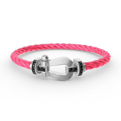[OAKJURI Jewelry]FORCE LARGE HORSESHOE BLACK DIAMOND BRACELET SILVER