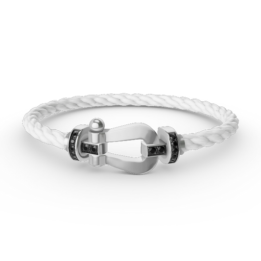[OAKJURI Jewelry]FORCE LARGE HORSESHOE BLACK DIAMOND BRACELET SILVER