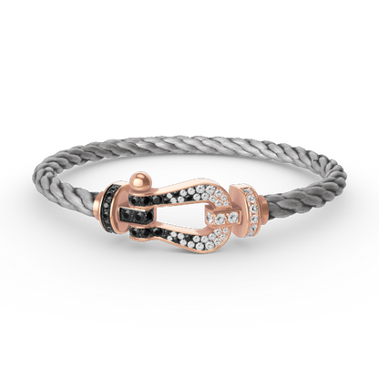 [OAKJURI Jewelry]FORCE LARGE HORSESHOE BLACK WHITE DIAMOND BRACELET ROSE GOLD