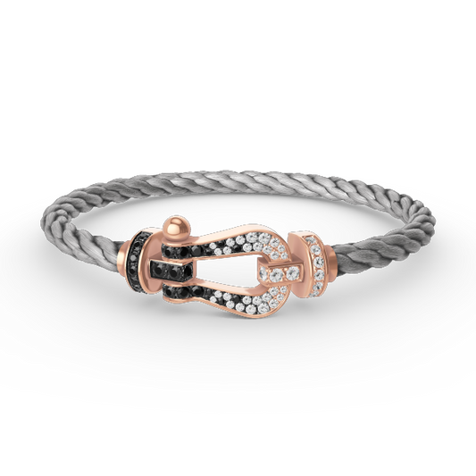 [OAKJURI Jewelry]FORCE LARGE HORSESHOE BLACK WHITE DIAMOND BRACELET ROSE GOLD
