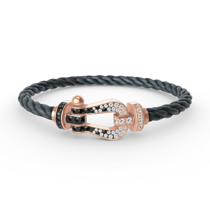 [OAKJURI Jewelry]FORCE LARGE HORSESHOE BLACK WHITE DIAMOND BRACELET ROSE GOLD