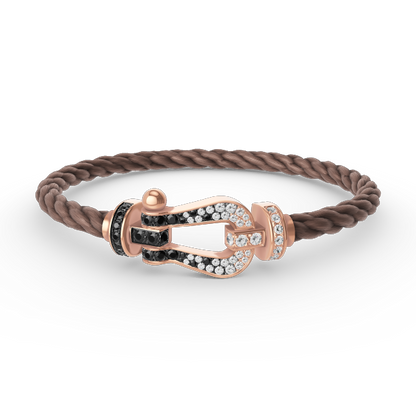 [OAKJURI Jewelry]FORCE LARGE HORSESHOE BLACK WHITE DIAMOND BRACELET ROSE GOLD