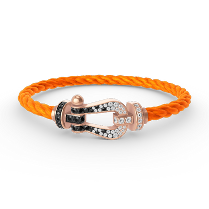 [OAKJURI Jewelry]FORCE LARGE HORSESHOE BLACK WHITE DIAMOND BRACELET ROSE GOLD