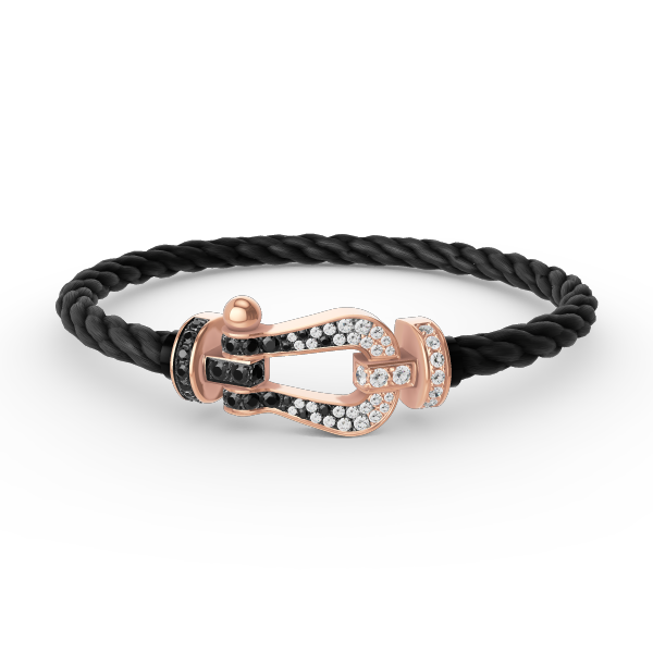 [OAKJURI Jewelry]FORCE LARGE HORSESHOE BLACK WHITE DIAMOND BRACELET ROSE GOLD