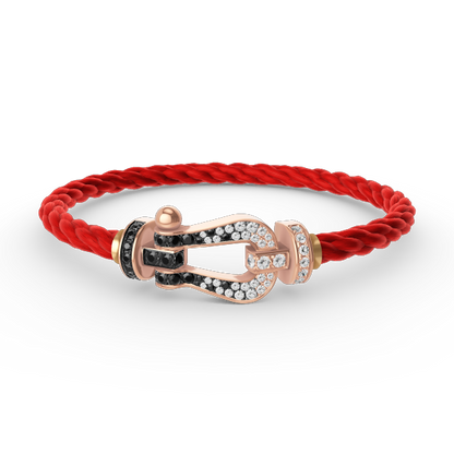 [OAKJURI Jewelry]FORCE LARGE HORSESHOE BLACK WHITE DIAMOND BRACELET ROSE GOLD