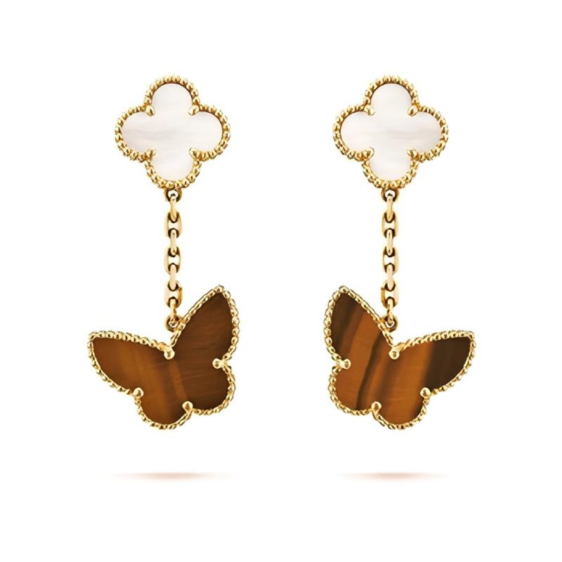 [OAKJURI Jewelry]BUTTERFLY 2 MOTIF TIGER EYE MOP EARRINGS