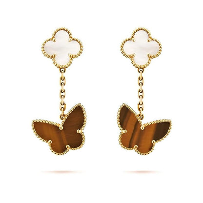 [OAKJURI Jewelry]BUTTERFLY 2 MOTIF TIGER EYE MOP EARRINGS