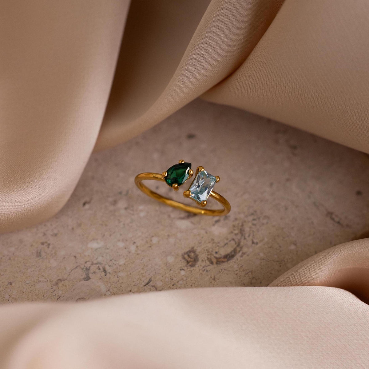 Open Toi et Moi Birthstone Ring