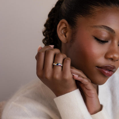 Mixed Birthstone Dome Ring