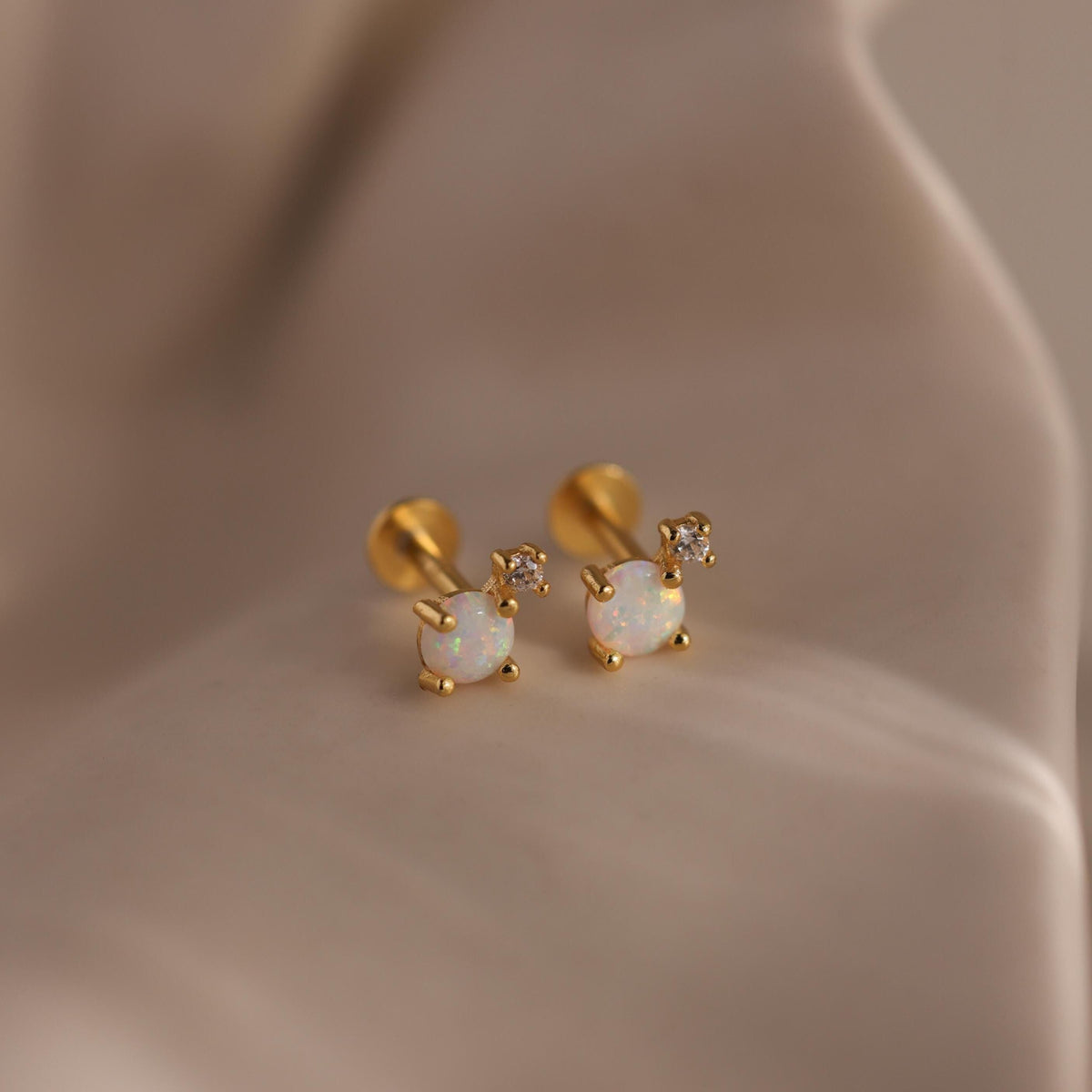 Opal & Diamond Flatback Studs